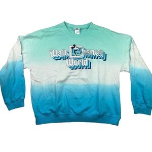 NWOT Walt Disney World tie dye green blue white silver crewneck sweatshirt sz L